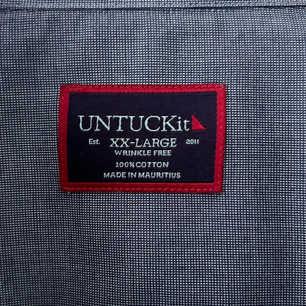 UNTUCKit Wrinkle Free Cotton Regular Fit Navy Button Down Long Sleeve Shirt XXL - Picture 4 of 5